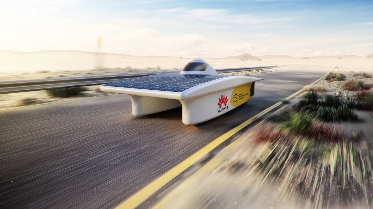 La vettura ad alimentazione solare Huawei Sonnenwagen alla World Solar Challenge in Australia