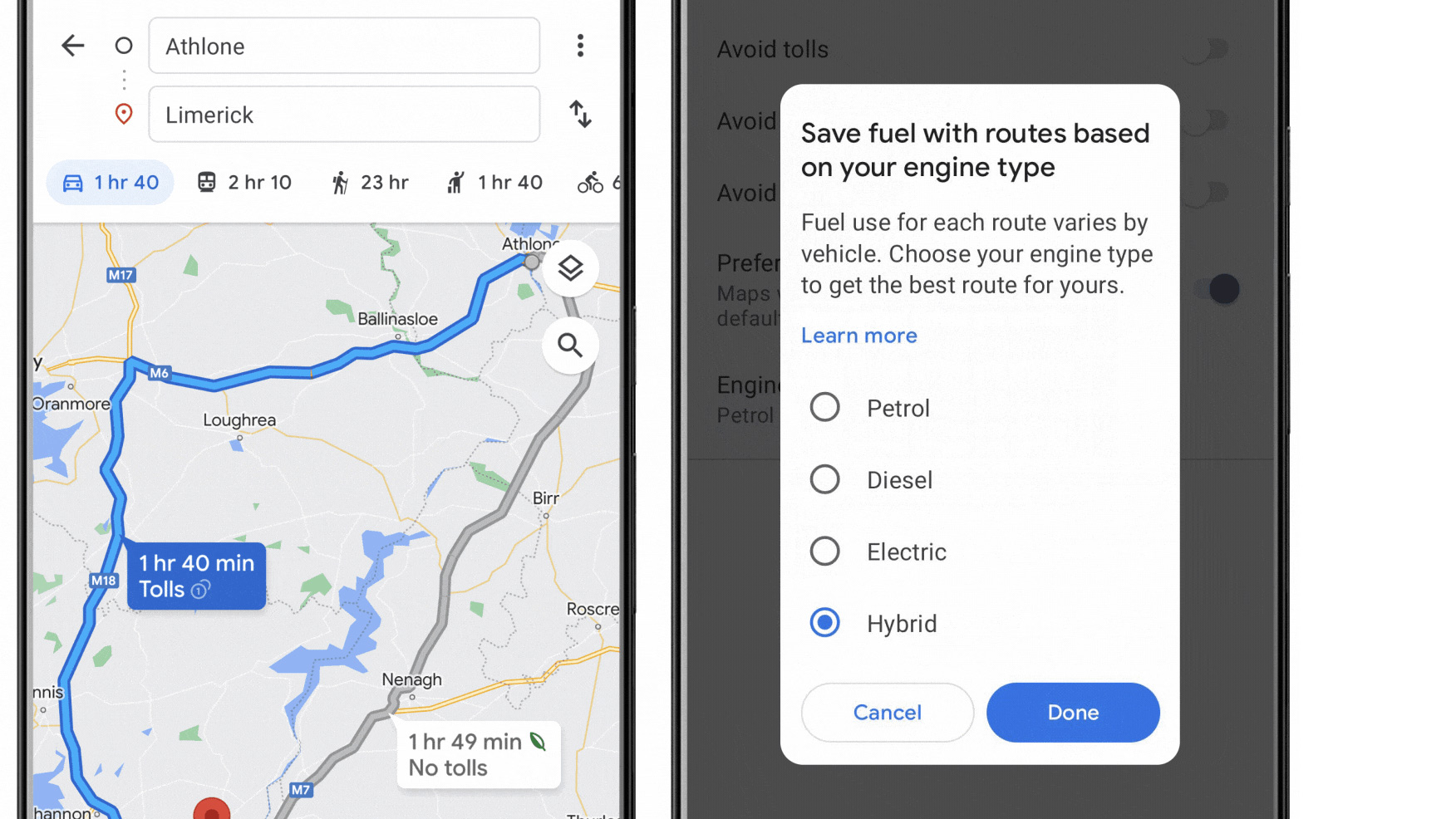 Google Maps: in arrivo l'opzione 'Percorso più efficiente' per EV, ibride, diesel e benzina