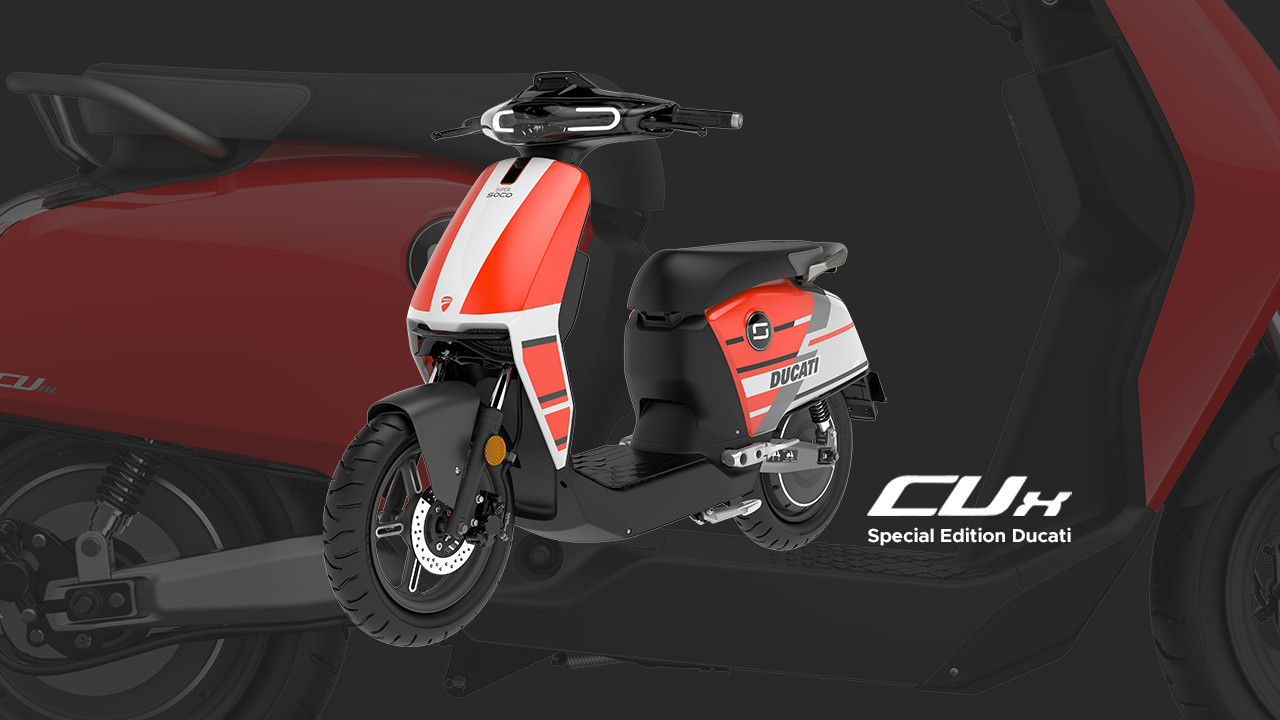 Scooter elettrico Ducati, ecco il modello ufficiale Super Soco CUx Special Edition