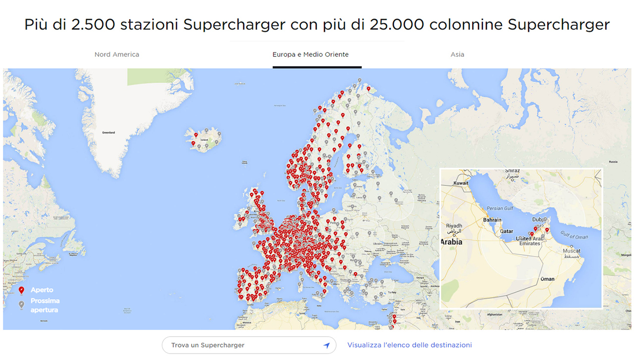 Tesla alla (ri)carica: superato il tetto dei 25.000 supercharger
