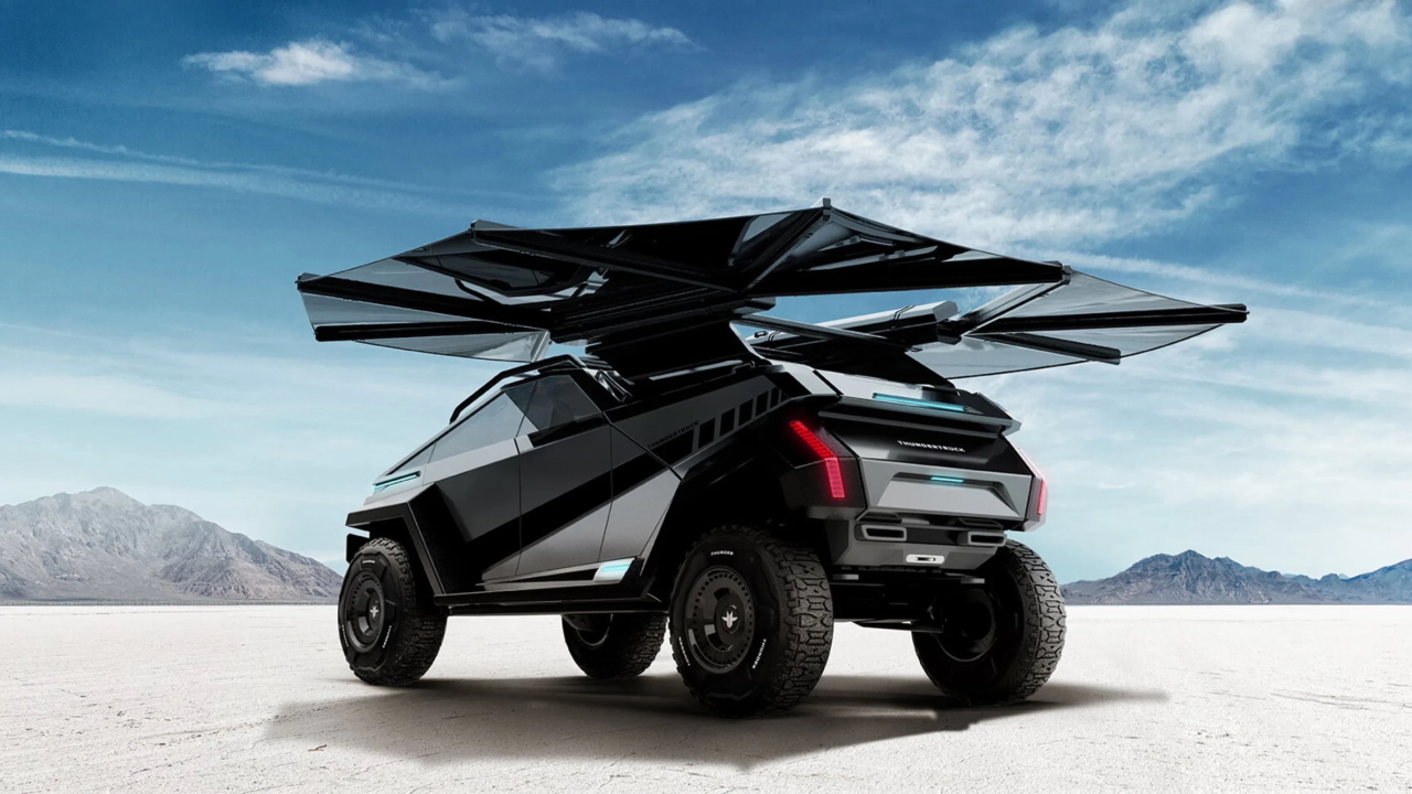 Thundertruck: un veicolo elettrico (immaginario) con tetto solare per la ricarica e 6 ruote motrici