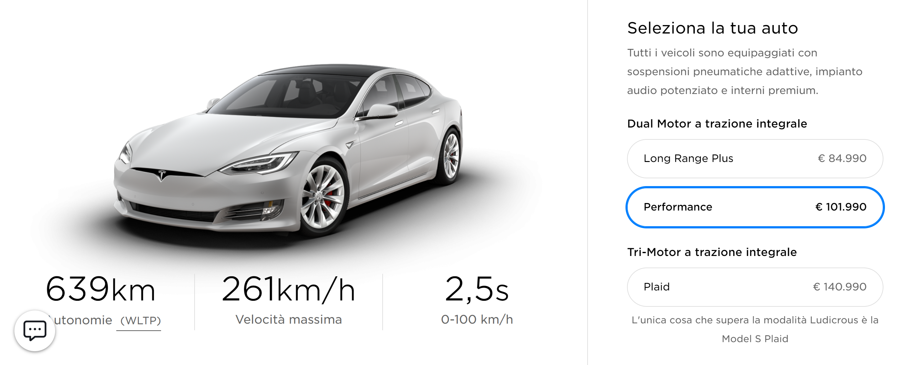 Tesla Model S configuratore